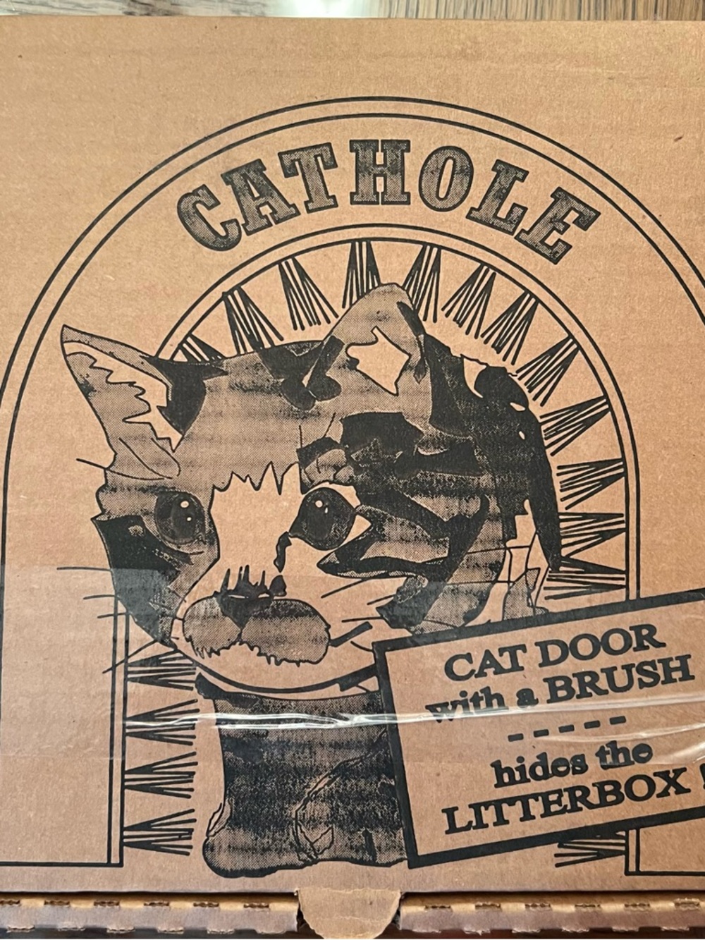 Cat Hole Door Passage with Brush - Brown